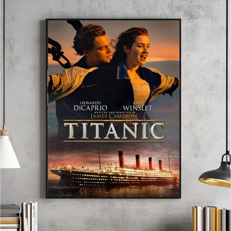 Titanic Movie 1997 James Cameron Leonardo DiCaprio Kate Winslet Art Poster