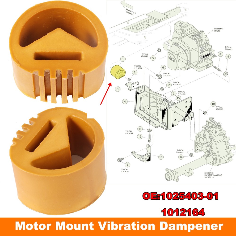 2x For Club Car Gas Golf Cart 1012164 102540301 Motor Mount and Snubber Bushing