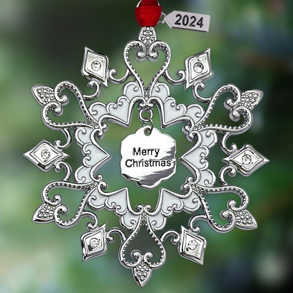 Christmas Snowflake Ornaments 2024, Snowflake Metal Christmas Hanging Ornamen...