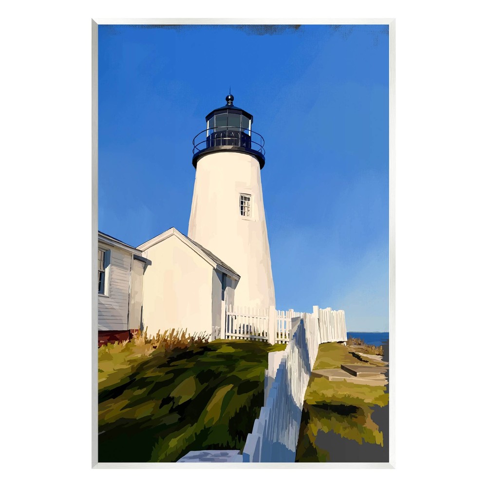 Lighthouse Ocean Beach View Wood Wall Art, Design by Emily Kalina