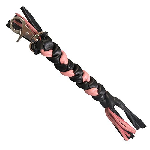 Black & Pink Braided Heavy Duty Lobster Clasp Biker Keychain
