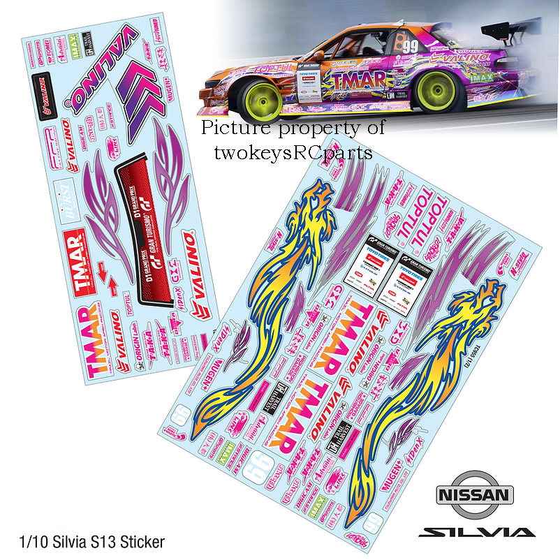 TMAR Dragon Sticker Set for Nissan Silvia S13 1:10th scale RC drift car.