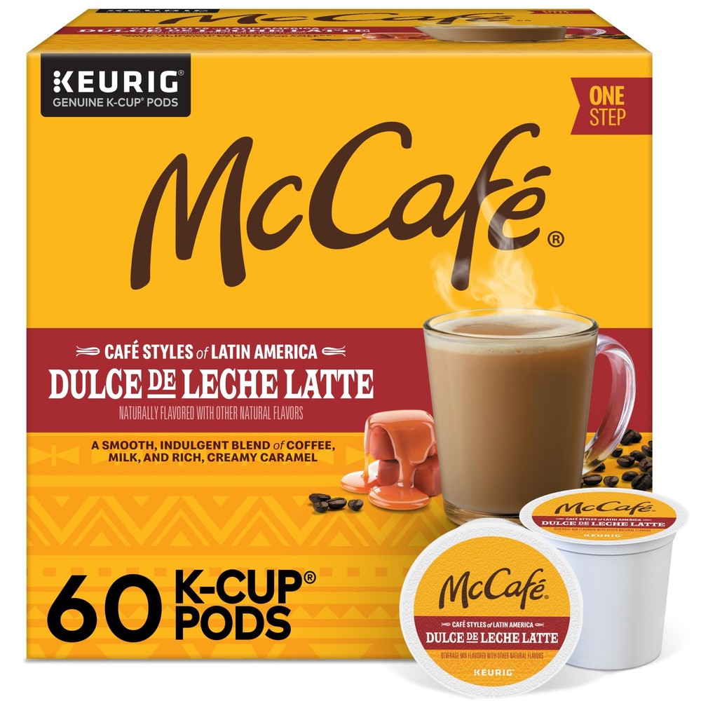 McCafé Dulce de Leche Latte, One Step Latte Single Serve Keurig K-Cup Pods, F...