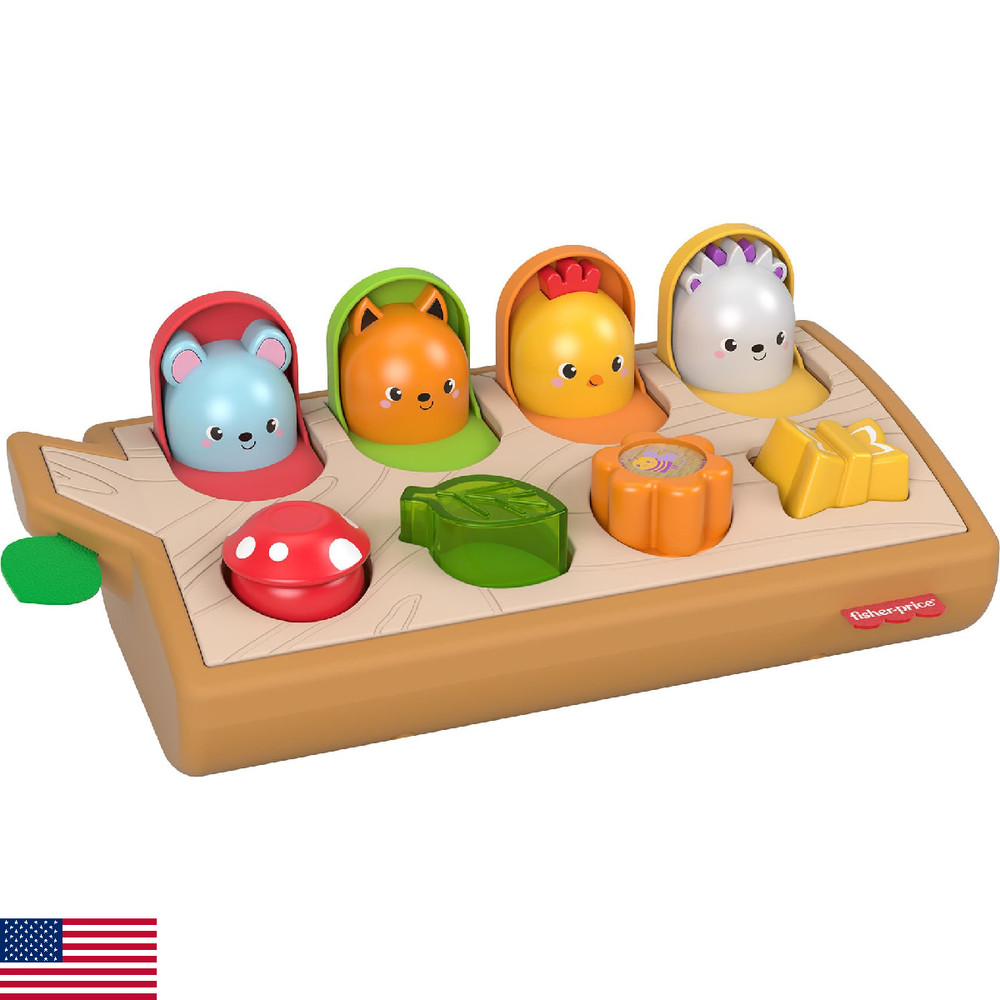 Fisher-Price Baby Toy Hide & Peek Pop-Up Animal-Themed Sensory Activity with Woo