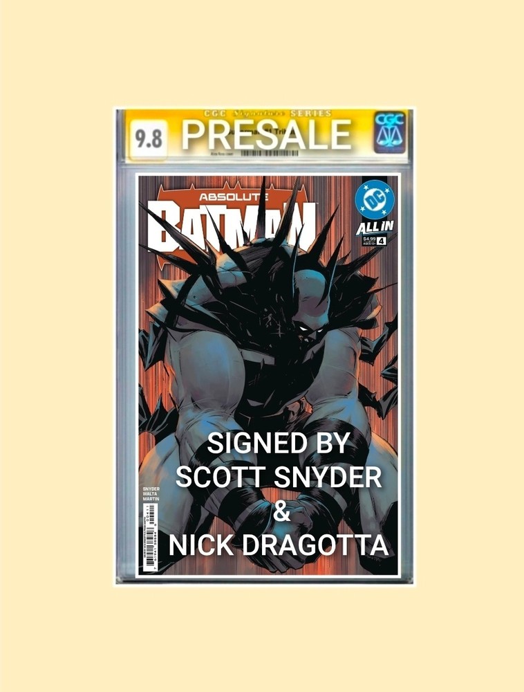 PRESALE Absolute Batman #4 CGC SS 9.8 Cover A 1st Print SIGNED Snyder & Dragotta-image