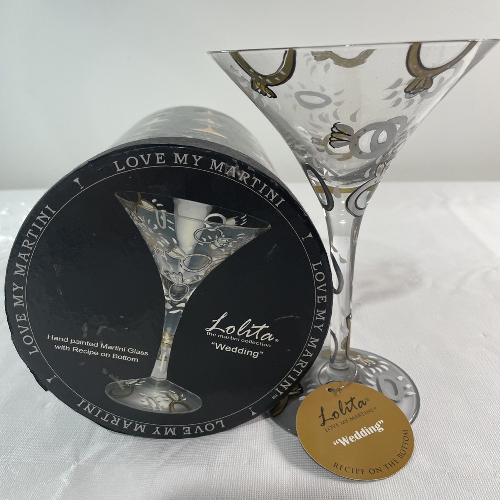Lolita 7oz Martini Glass Hand Painted 'Wedding' with Box Unique Design