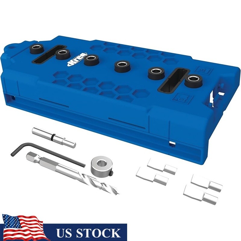 Premium Drill Guide Set Shelf Pin Jig Woodworking Tools 6 Hole Drill Bit Kit New