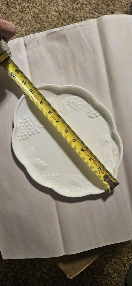Vintage Indiana Milk Glass Snack Plates Grape Harvest Platter Trays