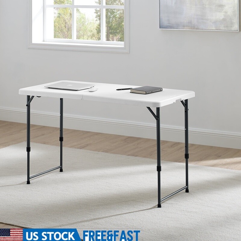 Adjustable Folding Table Portable Indoor Outdoor Stain Resistant Easy Carry New