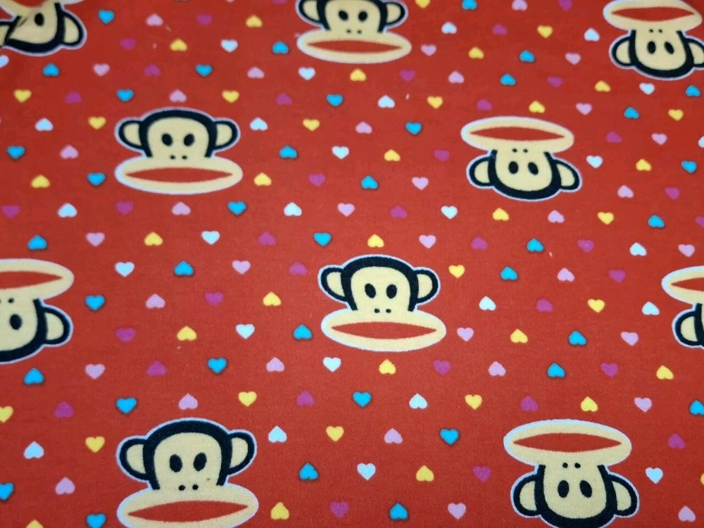 Monkey Fabric Paul Frank 65in x 58in Cotton Jersey Stretch Retro Red Material
