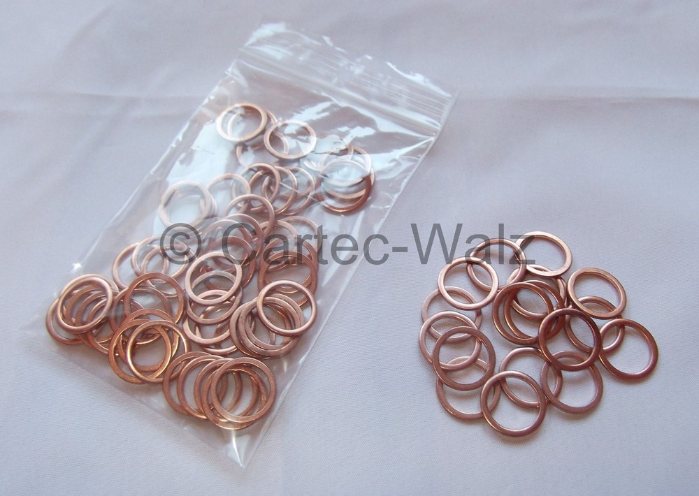50 pieces copper rings sealing rings seals Cu 14x18x1.5 mm DIN 7603 form A