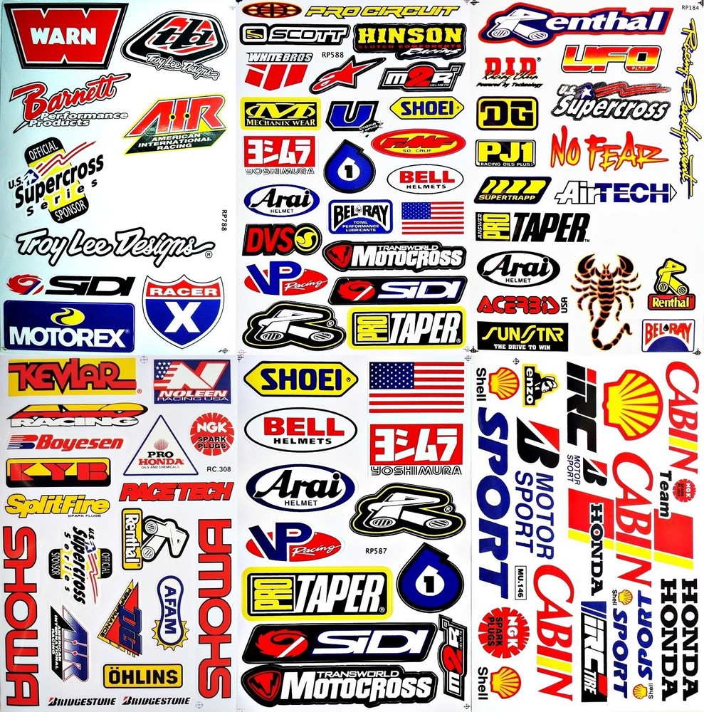 Dirt Bike Motocross ATV Supercross Vinyl Decal Stickers Lot of 6 D6015
