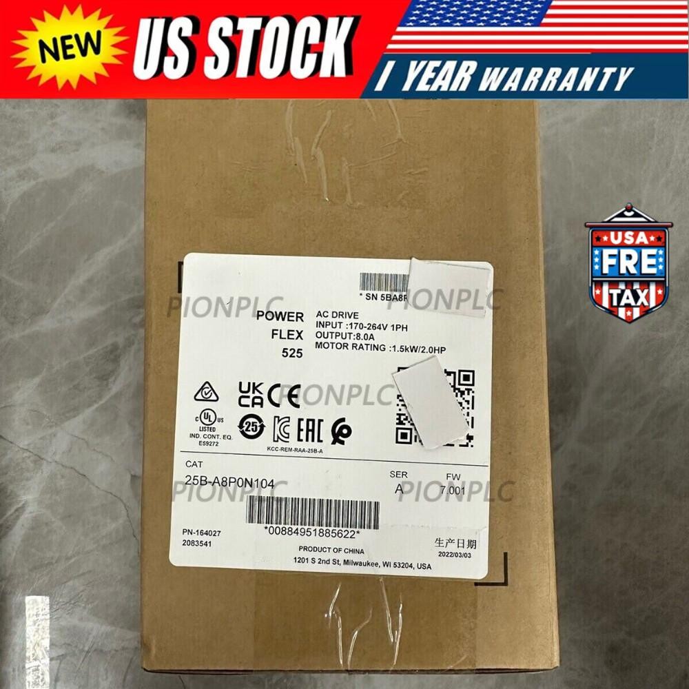 New AB 25B-A8P0N104 PowerFlex 525 AC Drive 1.5kW 2Hp 25BA8P0N104 US Free Tax