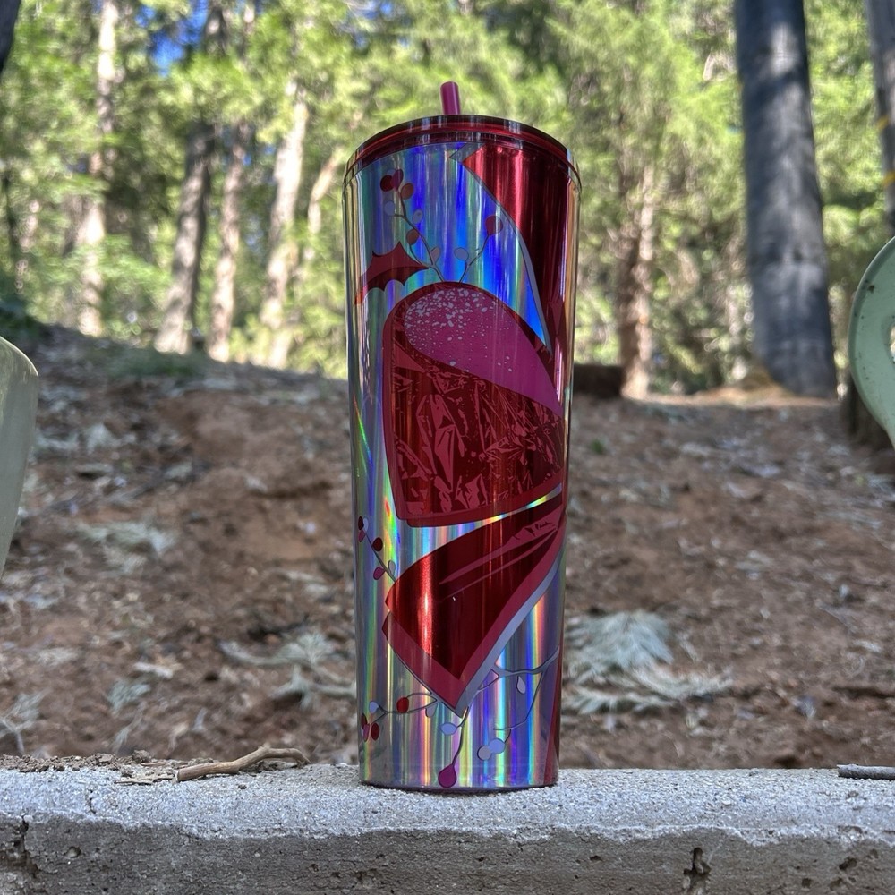 Starbucks 2023 Holiday Venti Cold Cup Tumbler Silver Red Bow