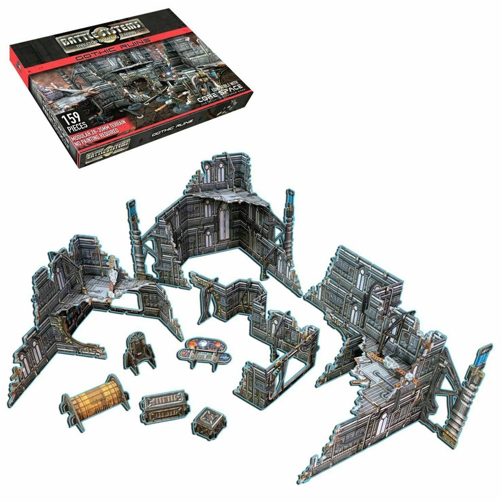 Gothic Ruins Terrain Warhammer 40k Necromunda Core Space Battle Systems 28mm THG