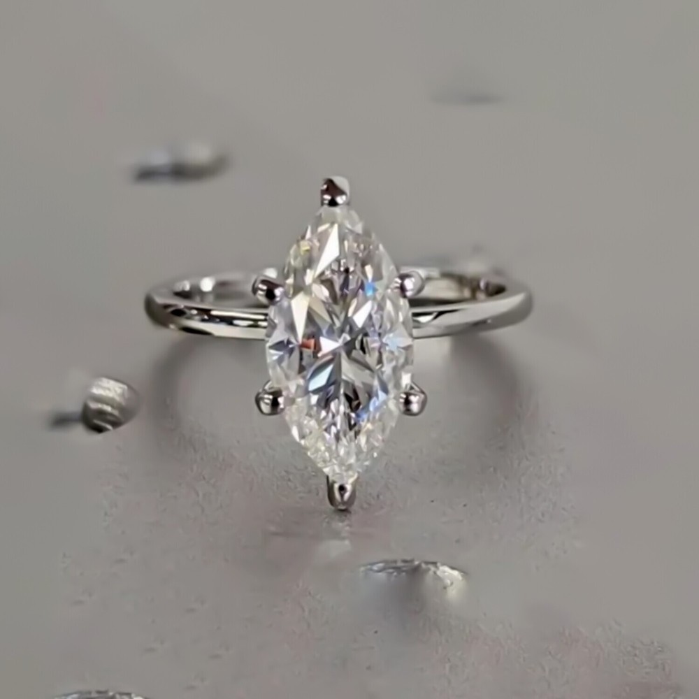 2.00 Ct Marquise Cut White Diamond Solitaire Ring in 925 Silver – Gift Pick