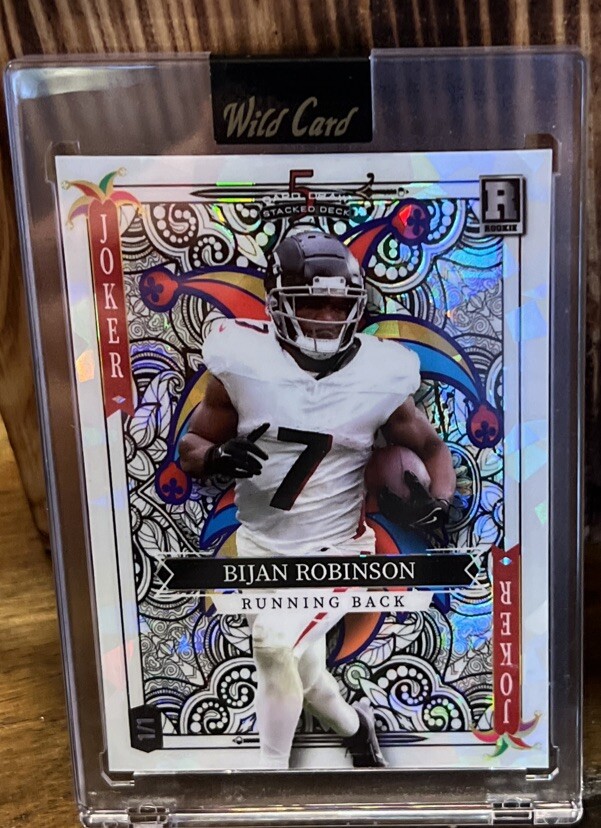 1/1 Bijan Robinson Joker White And Black Wildcard 5 Card Draw