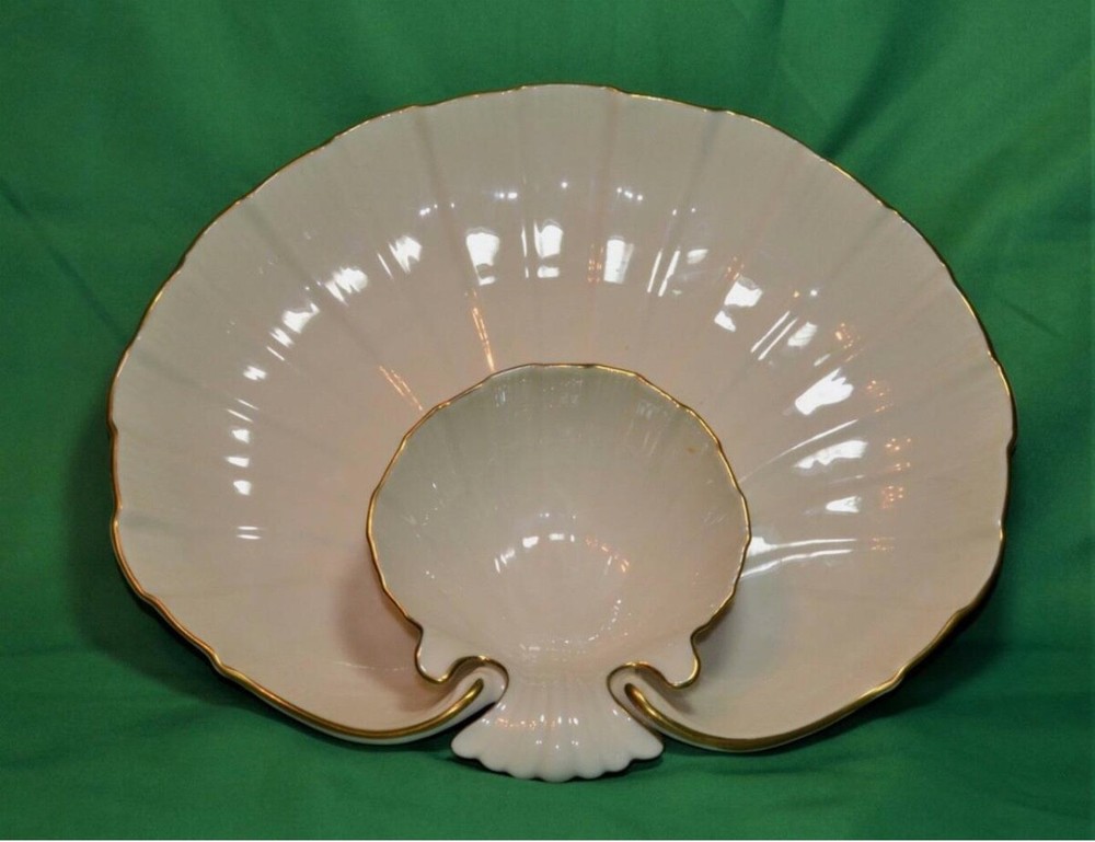 LENOX China Aegean Seashell 24K Gold 12-Inch Chip Dip Serving Bowl