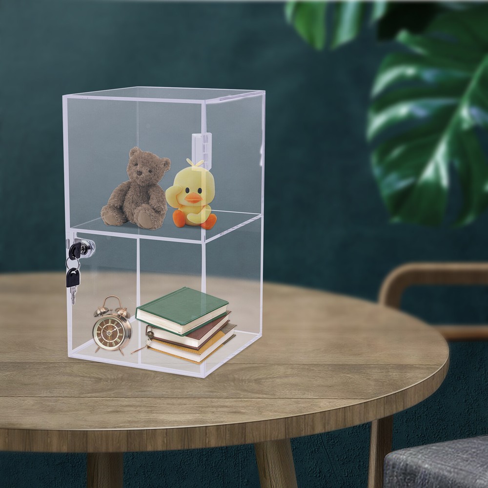 2-layersTransparentCountertopDisplayStorageCabinetAcrylicDisplayCaseNEW