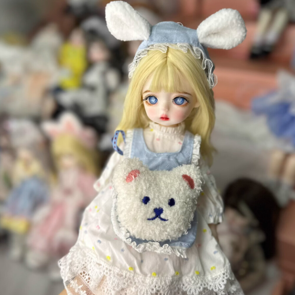 1/6 BJD Doll Girl with Yellow Wig Ball Joints and Makeup Set-image