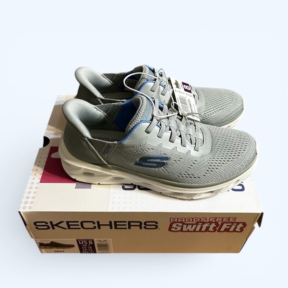 Skechers Women's Glide Step Sneaker Hands Free Swift Fit Gray Size 8