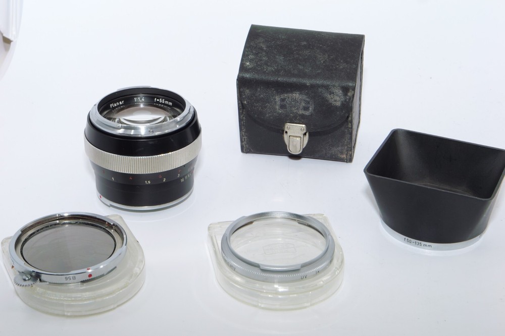 Zeiss Contarex 55mm f1.4 Planar Lens with Hood UV & Pola Filters