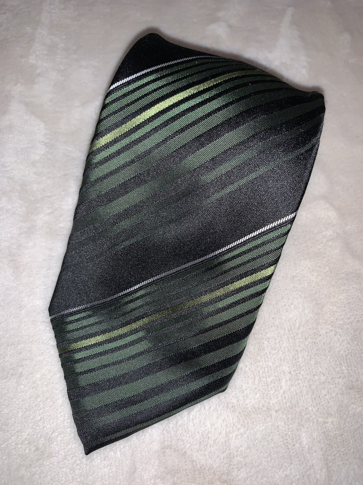 Van Heusen Necktie Tie For Men 60”x3.5” Multicolor Green Black Striped