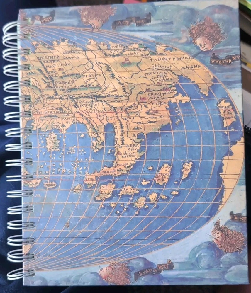 World Map Globe Spiral Notebook - Blank - Unruled - Sketch Book - Notes - Poems