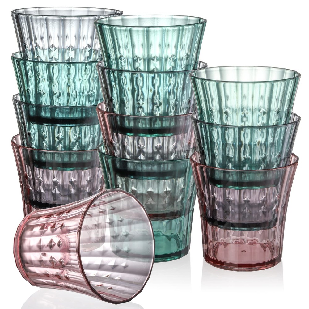 New Best AVLA 12 Pack Plastic Water Tumblers, 10 OZ Unbreakable Acrylic Drinking