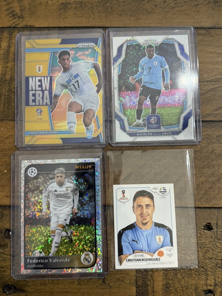 Uruguay Soccer Cards Lot (4) - Gold /10 RC, White Sparkle, Valverde, WC sticker