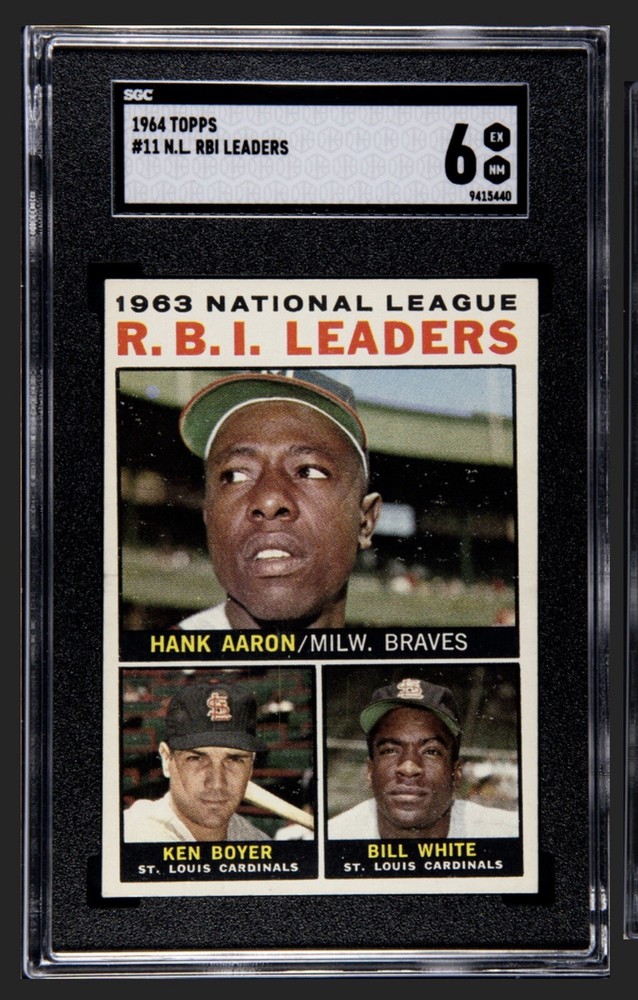 1964 Topps NL RBI Leaders #11 Hank Aaron Boyer White Braves SGC 6 NM