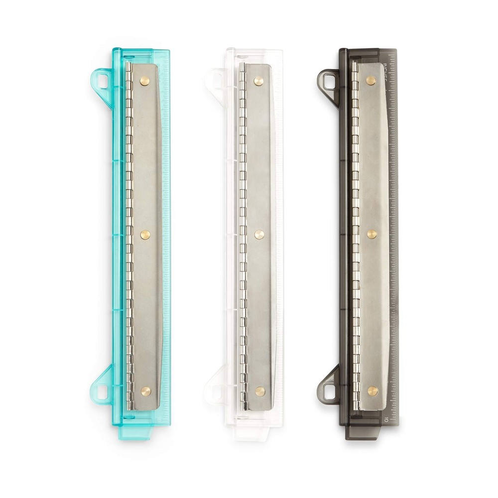 Blue Summit Supplies Set of 3 Hole Punch for Binder Plastic Portable Ruler wi...