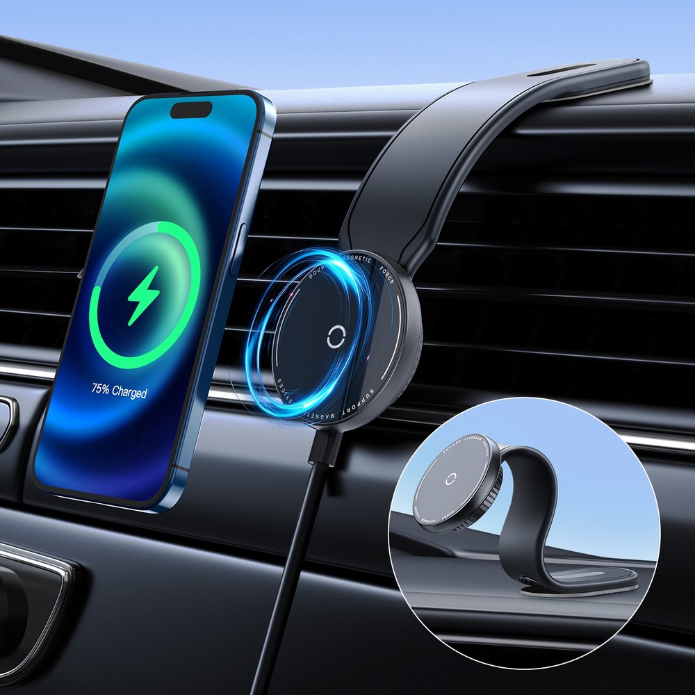MagSafe Car Mount Bendable Detachable Aluminum Arm Magnetic Car Phone Holder 15W