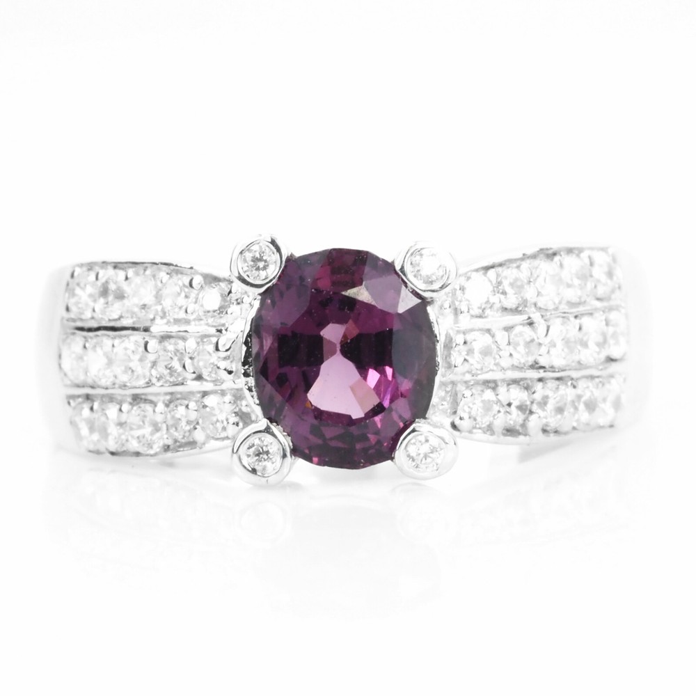 New Year Sale Magenta Purple Spinel 1.03Ct Sterling Silver Handmade Ring