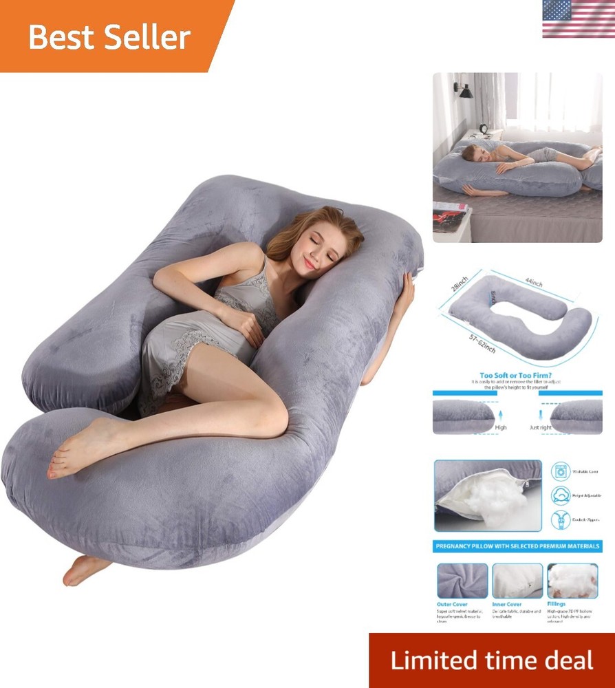 57-Inch U-Shaped Maternity Pillow for Full Body Support & Comfort