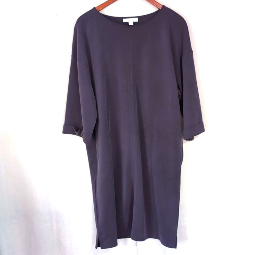 Pure Jill Charcoal Grey Sandwashed Shirt Dress Size Medium