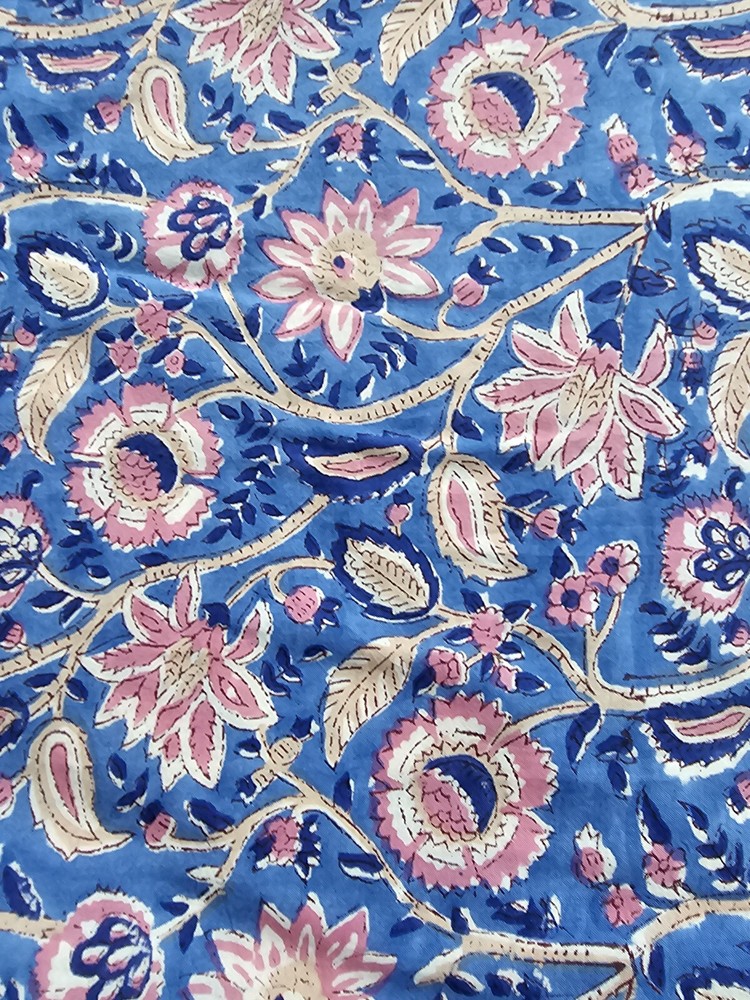 Eco-Friendly Indian Handblock Cotton Fabric with Artisan Prints
