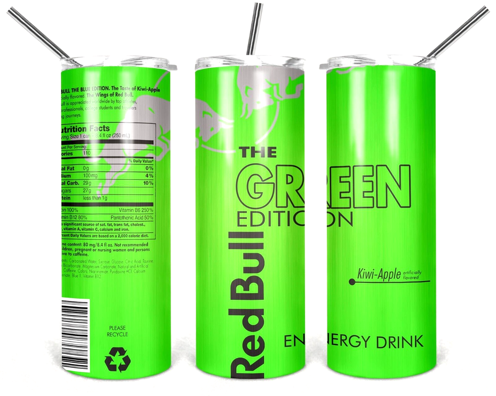 RedBull Kiwi-Apple Multicolor 20 oz Insulated Tumbler With Box Lid Straw New