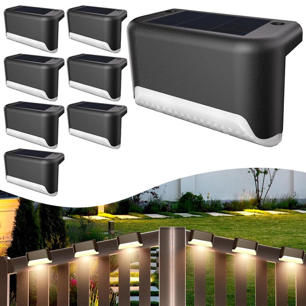 8 Pack New Solar Deck Lights Outdoor Waterproof LED Steps Lamps For Stairs Fence