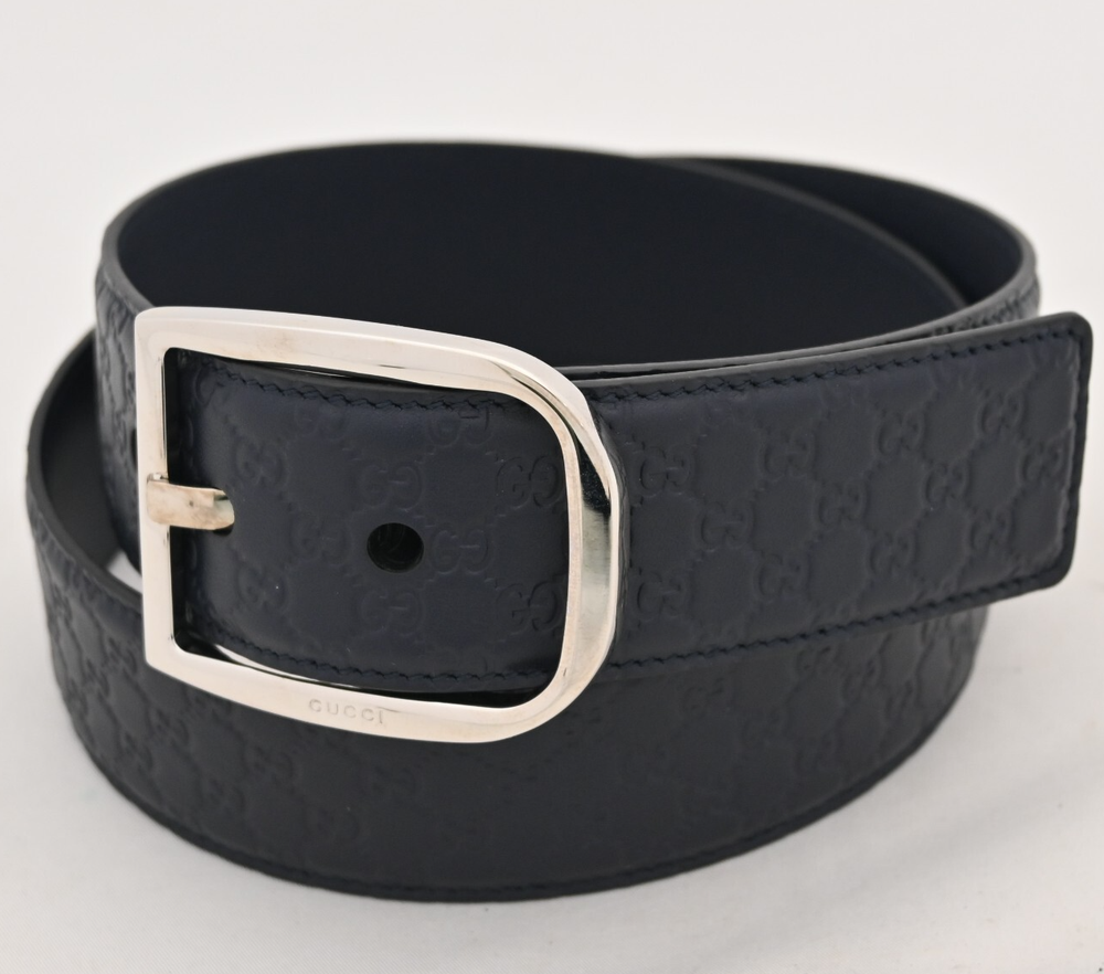 Auth Gucci Micro Guccissima Leather Belt in Navy Size 85 34 Model GU4624CC