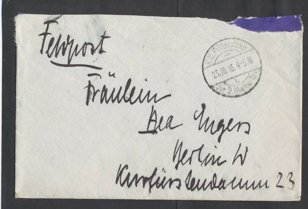 11478 Germany,1915,Fieldpost cover with fieldpost cancel from 2. Navy division