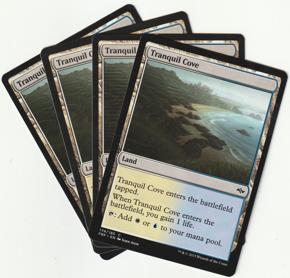 4 MTG Tranquil Cove Nonbasic Land Playset - FRF/EN NM/EX Condition