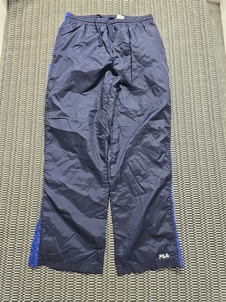 VTG Fila men's large nylon sweatpants with drawstring & ankle zip for active wear