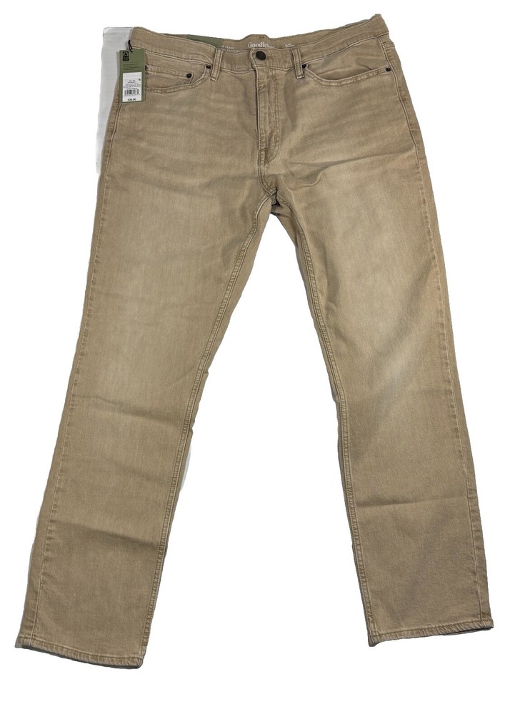 Men's Slim Fit Dust Brown Total Flex Goodfellow Stretch Denim 36x31 Work Pants