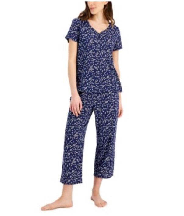 Charter Club Womens Short Sleeve Cotton Es Medieval Blue Dot Floral XL #27
