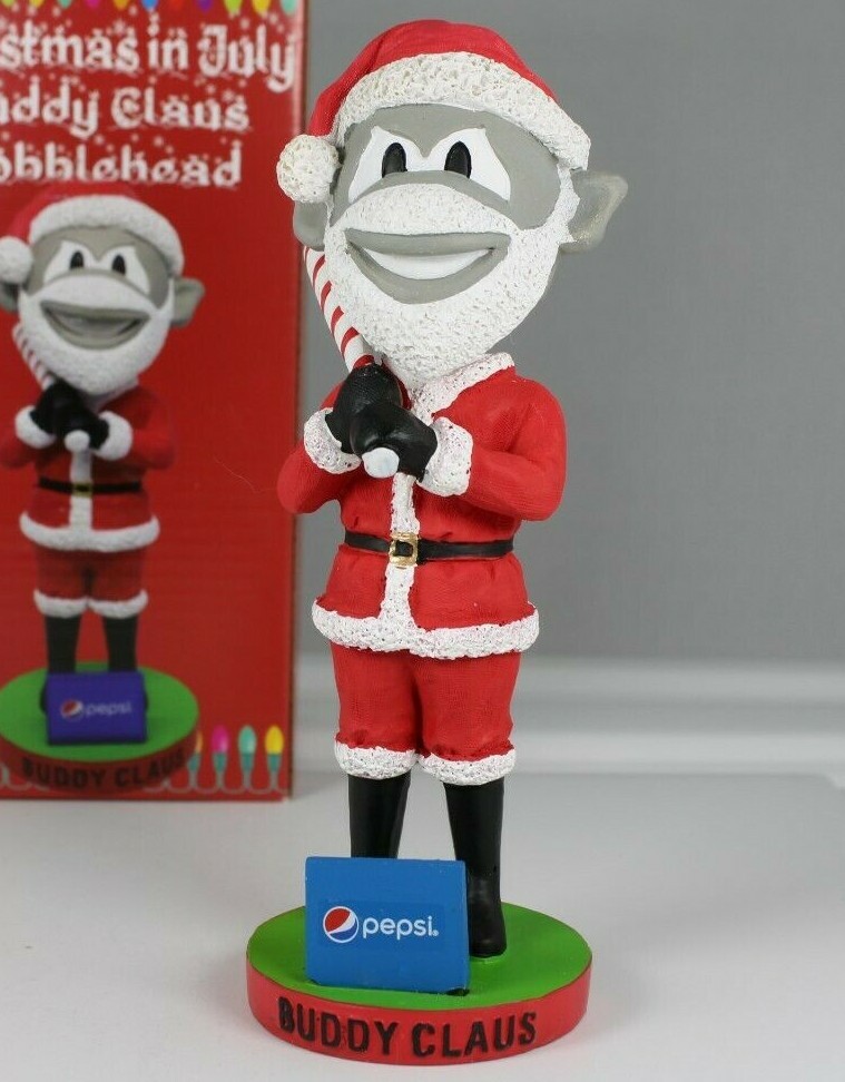 BUDDY BAT BOBBLEHEAD BUDDY CLAUS CHRISTMAS IN JULY LOUISVILLE BATS 1 OF 2000