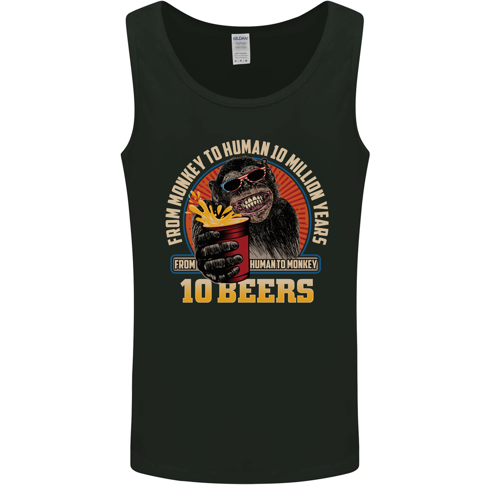 Human to Monkey in 10 Beers Funny Alcohol Mens Vest Tank Top