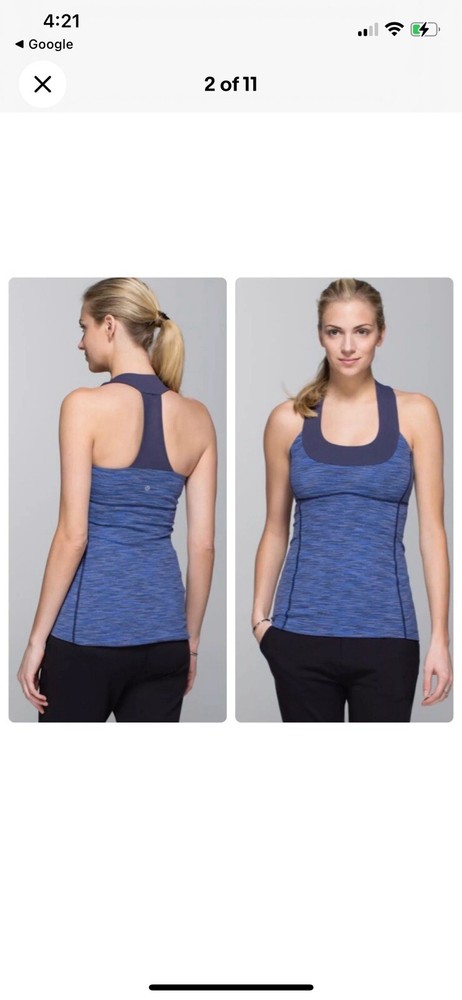Lululemon Scoop Neck Tank Luon Wee Are From Space Cadet Blue Built In Bra Sz 8