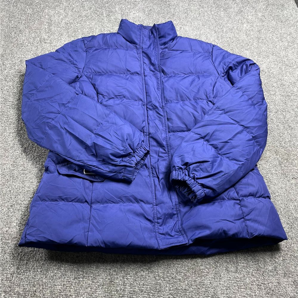 Men's Blue Puffer Jacket Casual Long Sleeve Zip Closure Mock Neck Size L
