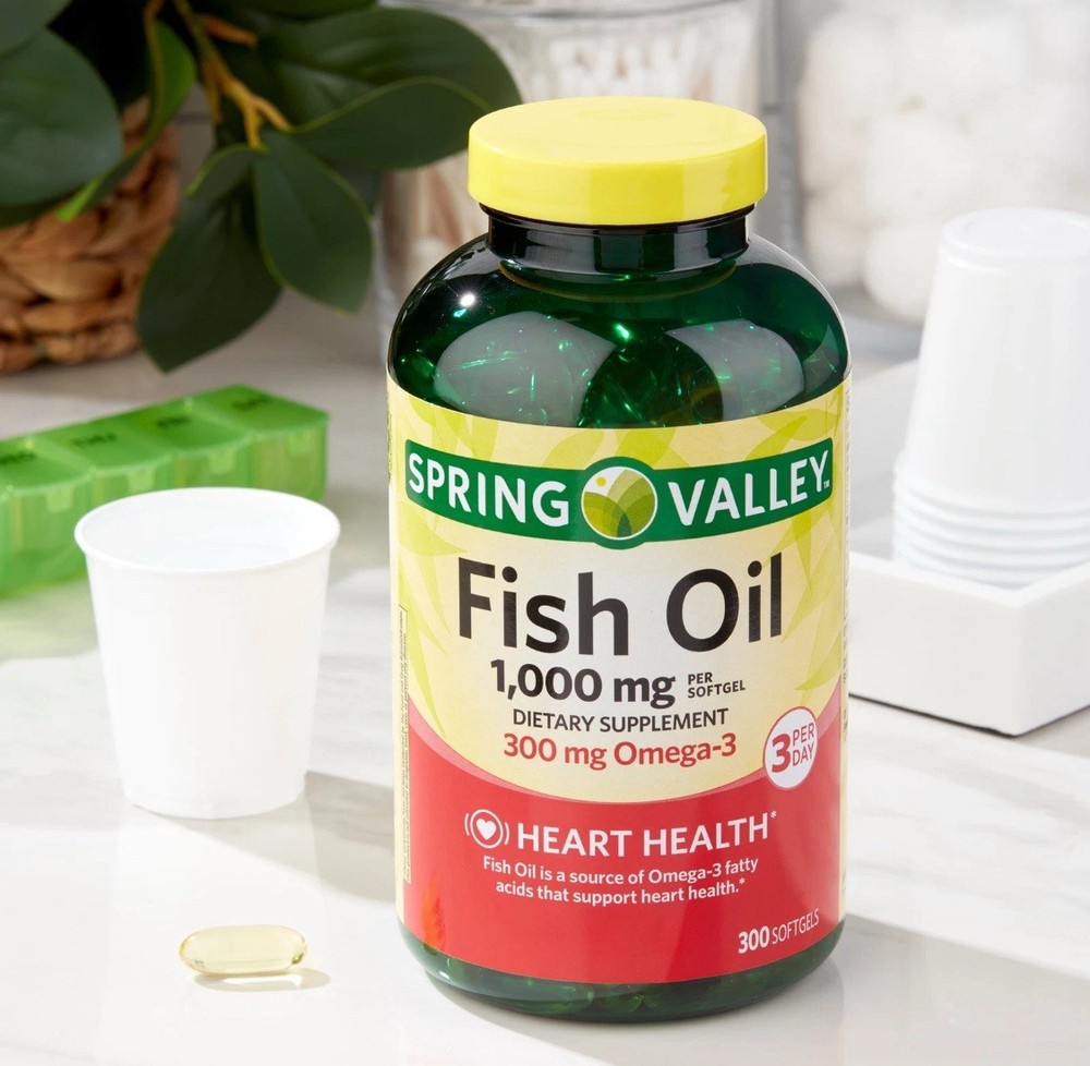 Spring Valley Fish Oil Omega-3 Softgels, 1000mg 300ct, Supports Heart Health
